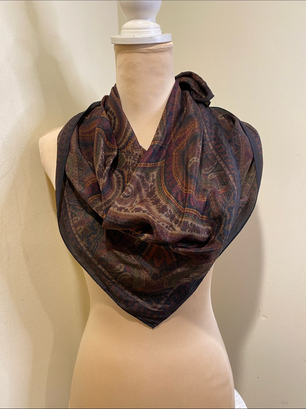 Luxury Paisley Silky Scarf - Dark Multi